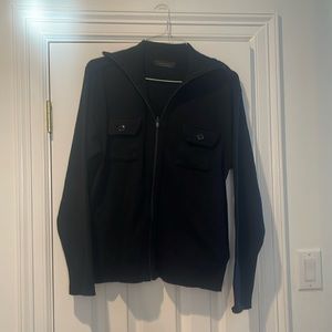 Zara men black color, large size, front pockets and ziper stylish cardigan